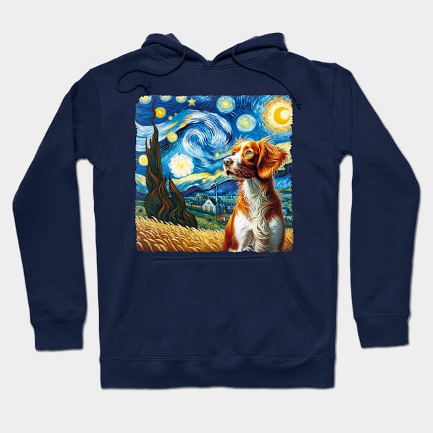 Starry Brittany Dog Portrait - Pet Portrait Hoodie by starry_night